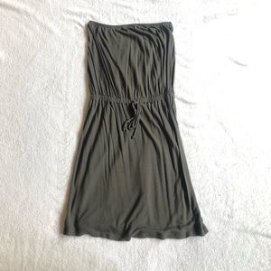 Army green strapless dress
